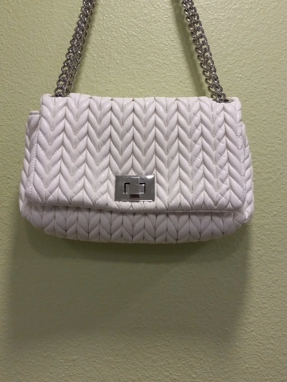 INC Ajae White Quilted Chain Shoulder Crossbody Bag - Picture 2 of 7